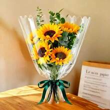 20pcs Transparent OPP Wavy Edge Flower Bouquet Packaging Bags, One-Time Waterproof Fresh Flower Sleeves For Roses, Sunflowers, Tulips, Lilies, Carnations, Universal Flower Bouquet Packaging Materials, High Transparency Anti-Dust Anti-Pollution Flower Bags, Suitable For Holidays, Valentine's Day, Mother's Day, Teacher's Day, Thanksgiving, Christmas - 3.94 Inches * 19.69 Inches (H) * 13.78 Inches - View 5