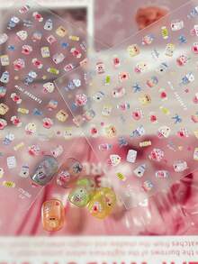 Dopamine Sweetheart Nail Stickers, Ice Cream & Heart Design, Summer Nail Art Decor - Multicolor - View 7