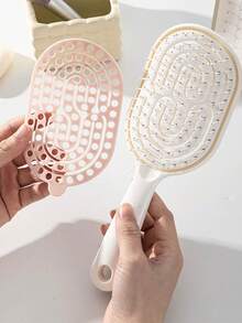 1pc Detachable Self-Cleaning Tangle Comb, Women's Curling Smoothing Comb, Fluffy Hollow Arc Massage Comb, High-Quality Durable Versatile Styling Comb, Ergonomic Portable Hair Care Comb Suitable For Men And Women, Great Gift For Holidays - Multicolor - View 1