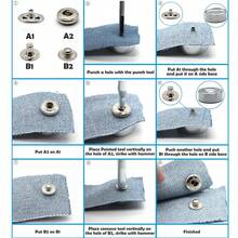 12 Set Leather Snap Fasteners Kit, 15mm Metal Snap Buttons Kit Press Studs With 4 Install Tools, Rivets And Snaps For Clothing, Jeans, Jackets, Bracelets, Bags - Multicolor - View 10