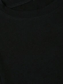 Nueva Camiseta de Verano para Mujer con Cuello Redondo, Top Básico Casual de Color Sólido Simple - Negro - Ver 7