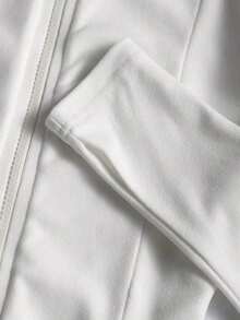 Chaqueta ligera con estampado de polo para mujer, abrigo casual de calle deportivo con cremallera, ajuste delgado de manga larga, otoño - Blanco 4 - Ver 4