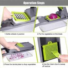 Vegetable Onion Chopper, Multifunctional Cutting Machine, Ingredient Processing Tool, Onion Chopper With Drain Basket, Carrot Garlic Chopper With Container, Kitchen Tools, Kitchen Accessories, Suitable For Home/Restaurant To Quickl - White - View 2