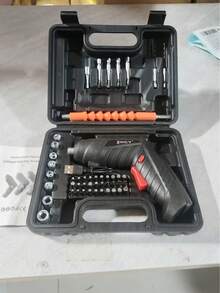 14/26/47 Peças Conjunto de Parafusadeira Elétrica Sem Fio Recarregável 3,6V - Kit de Ferramenta Rotativa Inclui Parafusadeira Elétrica Multifuncional para Casa, Luz LED e Estojo de Transporte - Para Projetos de DIY, Reparos Domésticos e Marcenaria - Multicolorido - Visão 14