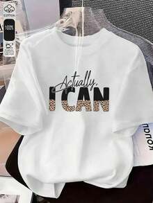 Camiseta de manga corta con cuello redondo y estampado para mujer. Perfecto para citas, desplazamientos diarios y salidas informales. Diseño clásico minimalista de cuello redondo, fácil de combinar y adecuado para todas las formas de cuerpo. - Blanco - Ver 7