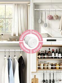 Adjustable Tension Rod Suitable For Shower Curtain Rod, Curtain Rod, Japanese-Style Curtain Rod, Bedroom Door Curtain Rod, Clothesline Bracket, No Drilling Required - View 4