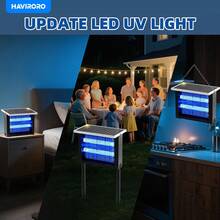 HAVIRORO Powerful Large Solar Bug Zapper Outdoor For 2000Sq.Ft, Poartable Rechargeable Mosquito Zapper With High Powered, Cordless Solar Fly Zapper For Patio Garden Backyard RV Camping Pond Pest Control - Black - View 7