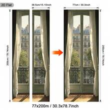 1/2pcs City Landscape Door Sticker, Paris Scene Removable PVC Self-Adhesive Door Decal, Morning Glory Door Decor, Modern Door Wall Mural, Retro Door Sticker, Fashionable Home Decor Sticker - Style 1 - View 14