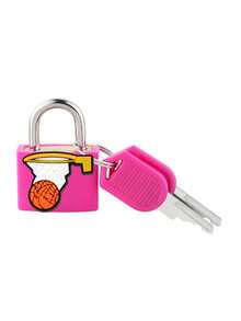 Basketball Pattern Luggage Lock, Small Suitcase Padlock With Key, Strong Copper Lock Core With Plastic Shell (Easy Lock Matching), Compact And Sturdy, Luggage Lock, Suitcase Mini Padlock, Travel Bag Metal Key Lock, Durable Brass Lock Core, Small Copper Lock With Shell - Multicolor - View 22