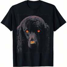 1 Piece Cottage Core T-Shirt With Poodle Dog Playing Guitar Design, All Seasons, 100% Cotton, Single Side Print, Round Neck, Short Sleeve, Unisex, Base Layer, 180g, 100% Cotton. - Color 5 - View 1
