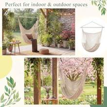 Barydat - 2 sillas de hamaca colgante estilo bohemio, para interiores y exteriores, con barras de metal desmontables de 40 pulgadas, para patio, sala de estar, recámara, jardín - Beis - Ver 6