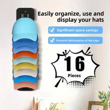 Rak Topi Dinding Multifungsi 3-in-1, Dengan 16 Kompartemen Besar yang Dapat Diatur, Pemasangan Ganda Tanpa Paku dan Sekrup, Tidak Merusak Dinding, Cocok untuk Lemari Pakaian, Kamar Tidur, RV, Ruang Tamu, Solusi Penyimpanan 3D Hemat Ruang, Ide Hadiah Hari Ibu, Penyimpanan Minimalis Modern - MultiWarna - View 5
