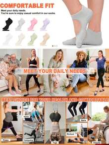 1/4 đôi tất yoga nữ màu ngẫu nhiên, thiết kế chấm bi chống trượt, hơi rỗng, thoáng khí và thoải mái, không gây mùi hôi chân, tất thể thao mùa hè - Nhiều màu - Xem 6