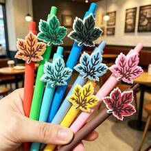 1支秋季楓葉造型圓珠筆 森系少女風按壓筆 學生手帳專用 0.5mm黑色快乾筆 開學季必備文具 軟橡膠楓葉裝飾可伸縮筆 高顏值卡通凝膠筆 書寫順滑不滲墨 日常使用手帳筆 - A - 查看 1