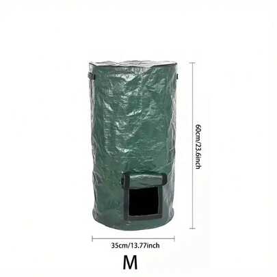 1 Pack, 34 Gallon Compost Bag With Flip Lid, Zipper Closure And Handle, Reusable Garden Waste Bag, Lawn Bag