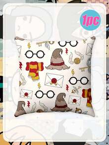 Harry Potter Wizarding World Sofa Cushion Cover, Cute Chibi Character & Icon Print Cushion Cases For Fans,Celebrate Your Love For The Wizarding World With These Adorable Harry Potter Pillow Covers, Featuring Whimsical Chibi-Style Characters And Iconic Symbols From The Series. - Pillowcase - View 15
