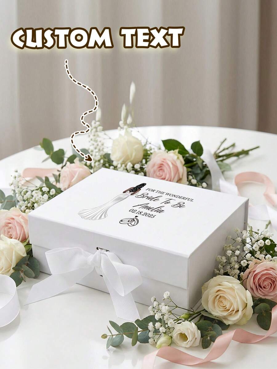 Customized Personalized Magnetic Ribbon Gift Box, Customized Bridesmaid Invitation Box, Bride Gift Box, "Will You Be My Bridesmaid?" Box, Wedding Gift Box - Multicolor - View 1