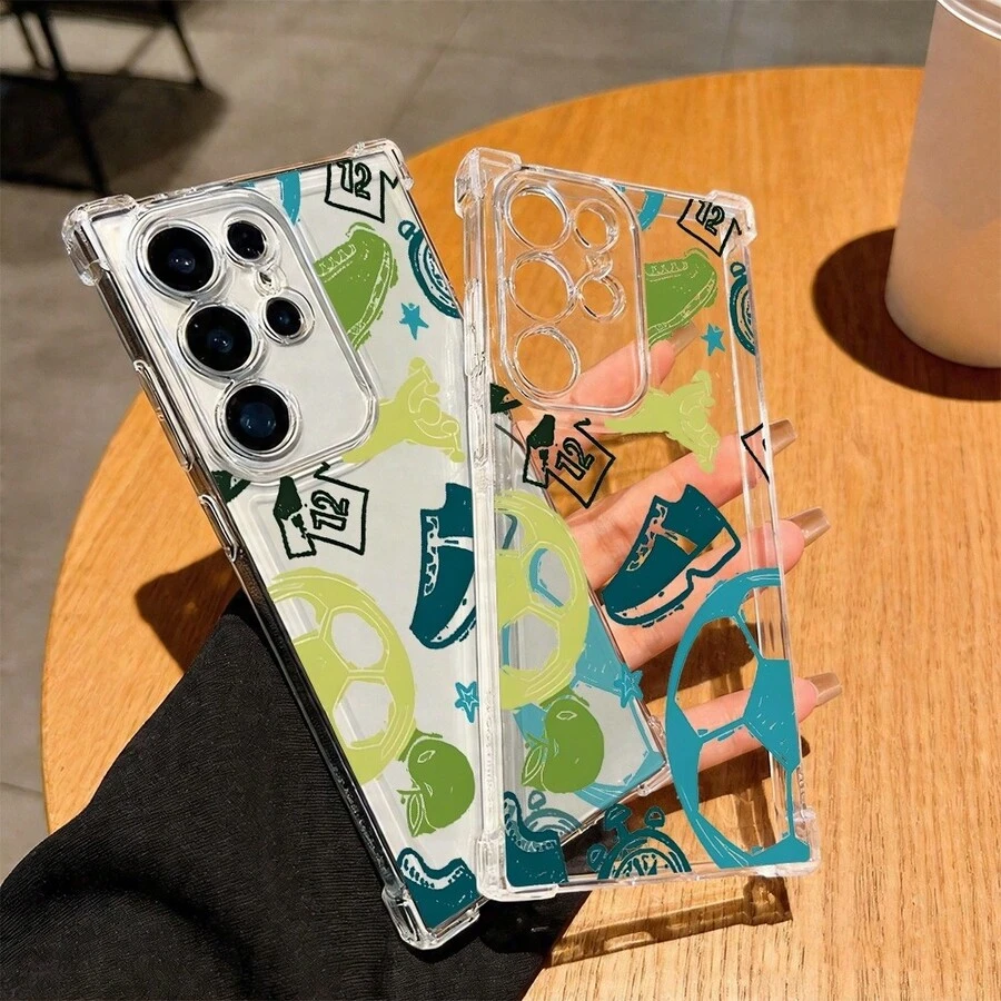足球 1件透明防震極簡足球圖案手機殼,適用於 Galaxy S25 Plus/Galaxy S25 Ultra/Galaxy Note20/Galaxy A52 5G/Galaxy S23 Ultra/Galaxy S22/ 13C 4G/Galaxy A35/Galaxy,SAM/Honor/Note13pro/S23 Ultra/S24 Ultra/S25/A56 - 無色 - 查看 1