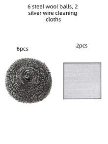 Combo Set, Stainless Steel Cleaning Steel Wool, Multi-Function Kitchen Cleaning Brush. Essential Cleaning Tools For Home, Outdoor And BBQ. Sponge And Cleaning Steel Wool Suitable For Kitchen, Bathroom And Various Household Items, Cleaning Ball - Steel Wool Cleaning Ball - Sponge Scrubber, Cleaning Ball - Sponge Scrubber, Used To Remove Stains And Grease From Cookware - Multicolor - View 11