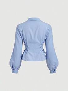MOD Blusa blanca elegante con mangas de farol y cintura anudada, simple y versátil para el trabajo y el transporte, blusas elegantes para mujeres, camisa con lazo, blusa blanca con lazo delantero, blusas blancas elegantes, camisas y blusas, camisa con lazo, vintage, retro, estilo de dinero antiguo, blusas casuales para mujeres, blusas elegantes para mujeres, blusas de trabajo para mujeres, blusa ajustada, estilo baddie, vestido de San Valentín para mujeres, mujeres de primavera, vestido de San Valentín para mujeres, mujeres de primavera, vacaciones de verano, blusas para mujeres de fiesta - Azul - Ver 2