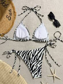 Bộ bikini nữ dây điều chỉnh họa tiết vằn ngựa vằn, đồ bơi mùa hè - Nhiều màu - Xem 3