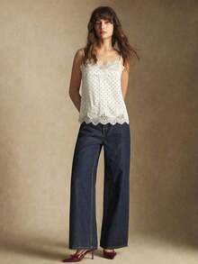 Camiseta sin mangas con ajuste de tirantes y encaje, versátil para usar en primavera/verano, adecuada para Pascua, Día de San Patricio, estilo vintage romántico de los 90, fiesta, playa, graduación, vacaciones, invitado de boda, casual, elegante - Albaricoque 2 - Ver 4