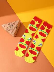 Tất CREATOR SOCKS 1 đôi tất hình pizza ngộ nghĩnh, thiết kế hộp quà sáng tạo hình pizza dễ thương và độc đáo, có thể dùng làm quà tặng bất ngờ cho sinh nhật/tiệc tùng/ngày gia đình/đám cưới/Ngày của Cha/mùa tốt nghiệp/mùa tựu trường/Halloween/Giáng sinh và các ngày lễ khác. Chất liệu mềm mại. - Màu vàng - Xem 4