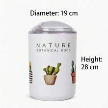北欧风植物印花翻盖垃圾桶，小型浴室桌面垃圾桶 - 查看 6