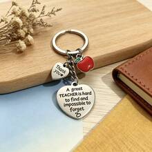 Llavero con forma de corazón grabado "Gracias por guiar mi crecimiento", adecuado para el Día del Maestro, temporada de graduación, regalo de fin de curso para maestros, Acción de Gracias, Navidad - Multicolor - Ver 9