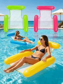 1pc Solid Color Inflatable Adult Pool Float Chair, Vibrant Colors, Durable PVC Hammock Lounge With Armrests And Headrest, Relaxation At Beach, Lake And Swimming Pool. Adult Swimming Pool Float, Available With Pump Set - Multicolor - View 5
