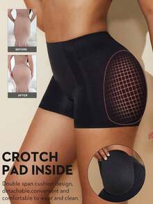 1 Piece Women's Seamless High Waist Shaping Shorts, Tummy Control Shapewear Underwear, Tight Shorts, Waist Trainer, Butt Pads, Shaping Pants - 黑色 - 查看 12