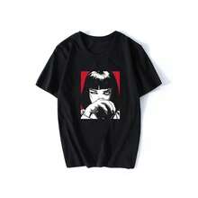 Men's Casual Short Sleeve T-Shirt, Quentin Tarantino Pulp Fiction Mia, 90s Vintage Style, Urban Clothing, Punk Rock Harajuku Fashion For Women, Short Sleeve, Summer Style - 黑色 - 查看 2