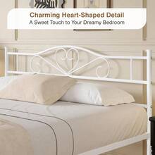 VECELO Twin/Full/Queen Metal Bed Frame With Headboard - 1800lbs Noise-Free Steel Platform, 13" Underbed Storage & Industrial Chic Design, No Box Spring (Black) - White - View 4