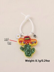 1个手工制作的彩色树脂串珠仙人掌硅胶绳包挂饰，可爱西部牛仔风格，适合女性日常、约会、度假佩戴。手工制作，形状可能略有不同。 - 彩色 - 查看 4