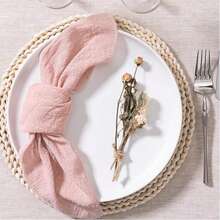 1pc/6pcs/10pcs/30pcs Linen Cloth Napkins, Summer Linen Dinner Fabric Napkins Bulk Washable, Suitable For Wedding Party, Baby Shower, Bridal, Birthday Gifts - Pink - View 4