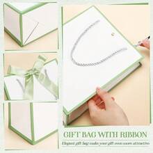 10 Pcs /1pcWedding Paper Gift Bags With Handle 9x7x3.15'' Thank You Gifts Bags With Ribbon Bow Bridal Shower Gifts For Baby Shower Graduation Holiday Birthday Party Supplies (White,Sage Green) - White, Sage Green - View 3
