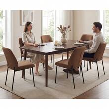 Chairus Modern Dining Chairs Set Of 2 Upholstered Kitchen Chairs In Chenille With Metal Legs For Dining Room/Kitchen/Bedroom - Brown - View 4