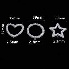 30pcs/Pack ABS Faux Pearl Hollow Ring Loose Beads, Heart Star Round Phone Case Decoration Nail Art Beads, Suitable For Beaded Pen Earrings Bracelet Necklace Phone Chain DIY 3D Floral Garland Beads - White - View 6