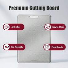 Tabla de cortar de titanio con ranura de jugo resistente a los arañazos tablas de cortar de titanio no tóxicas de doble cara para carne de cocina verduras y frutas aptas para lavaplatos 14 x 10 - Plateado - Ver 7
