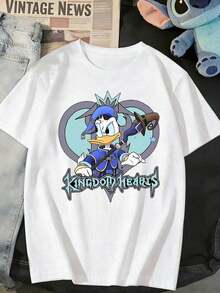 Nueva Colección 2026: Camiseta de Algodón, Camiseta Casual de Manga Corta y Cuello Redondo para Mujer con Estampado Gráfico de, Corte Regular, Tallas para Hombre Adecuadas para Toda la Familia - Blanco - Ver 3