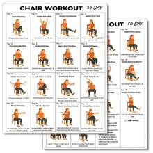 2pcs 30‑Day Chair Workout Exercise Poster, Seated Full Body Fitness Routine Chart For Seniors Elderly Adults, Home Office Seated Workout Guide Wall Art Print, Low Impact Daily Fitness Training Planner - Rectangle - View 6