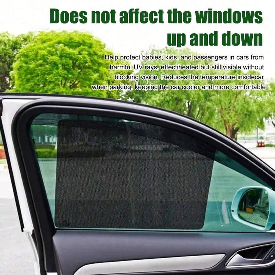 2pcs/Set Car Sun Shade Set, Black Mesh Car Stickers, Electrostatic Adsorption Side Window Sun Shades, Car Sun Protection Film, Best Gift For Friends