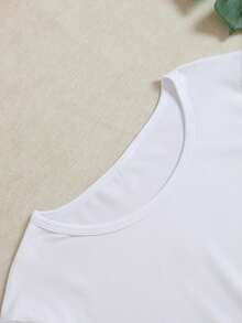 Women's T-Shirts, Short Sleeve, Women's Short Sleeve T-Shirt With Round Neck, Summer Clothes For Ladies, Women's Spring And Summer Round Neck T-Shirt, Women's Clothing, Printed T-Shirt - 白色 - 查看 3