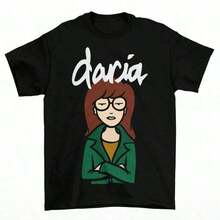 Printed T-Shirt Made Of 180 G/M² Pure Cotton Featuring A Design Of Daria Morgendorffer From "Sick Sad World," A Cartoon Character. Breathable Cotton Fabric With A Comfortable And Soft Knit Texture. Durable And Easy To Care For. Machine Washable. Perfect For Fans Of 90s Cartoons. Stylish. - 黑色 - 查看 10