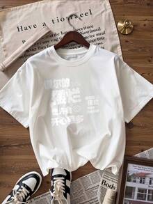 Casual And Relaxed Style Short-Sleeved T-Shirt,  Short-Sleeved T-Shirt For Spring And Summer 2026, Made In Mexico, 180 Grams. Cartoon Print, Couple Design, Suitable For Indoor Or Outdoor Wear. Crew Neck, Unisex, Ideal For Office And Leisure. One-Piece Pack. - WH-P631577SLNDXZGY605 - 查看 3