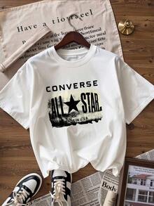 All Star T-Shirt With Vintage Distressed Design,  Short-Sleeve T-Shirt For Spring/Summer 2026, Made In Mexico, 180 Grams. Cartoon Print, Couple Design, Suitable For Indoor Or Outdoor Wear. Crew Neck, Unisex, Ideal For Office And Leisure. One-Pack. - WH-P631577SLNDXZGY622 - 查看 3
