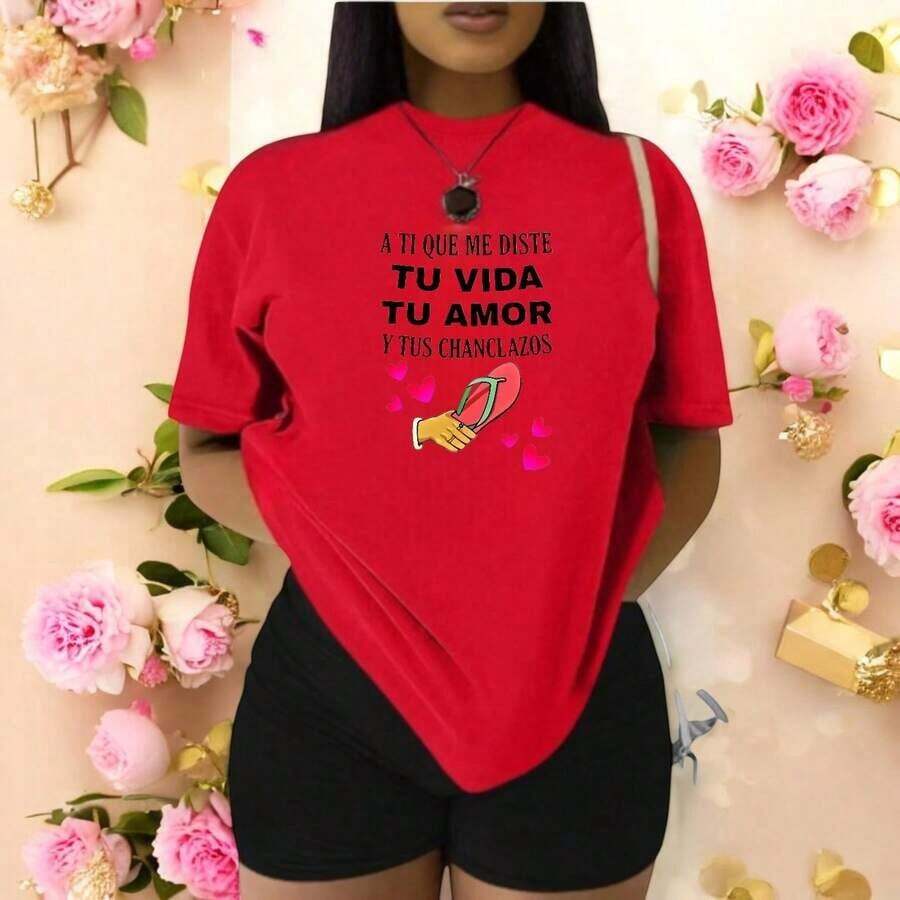 2026 New Cotton Shirt - NEW Shirt Blouse - To You Who Gave Me Your Life, Your Love, And Your Spankings For Mother's Day - Vintage Street Style Unisex Loose Cotton Short Sleeve Crew Neck Shirt - 紅色的 - 查看 1