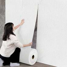 1/5 Roll Linen White Self-Adhesive Wallpaper, 50*280cm Wide Self-Adhesive, Linen Waterproof Moisture-Proof Home Wall Sticker, Bedroom Living Room Renovation Decor Thick Wallpaper, Rough Wall Ceiling Renovation Wallpaper - Flax White - View 7