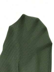 de manga corta para la primavera y el verano con cuello redondo y unicolor en tela texturizada para uso casual - Verde Oscuro - Ver 7