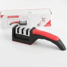 3-Stage Rapid Knife Sharpener With Non-Slip Base, Multifunctional Kitchen Knife Accessories And Tools - Black - View 6